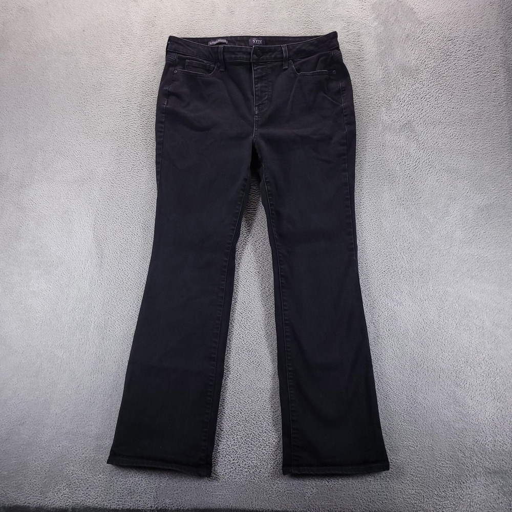 NYDJ Jeans Womens 14 Black Barbara Bootcut Mid Rise Stretch Denim